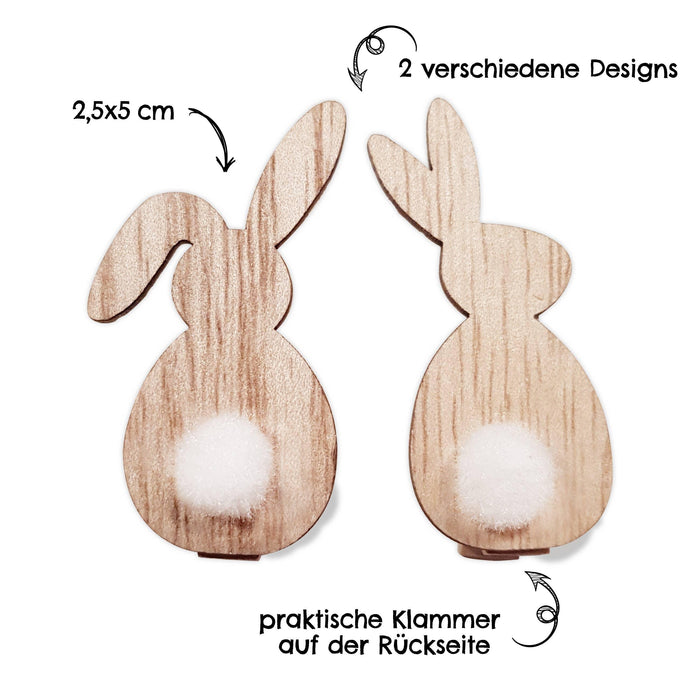 Molas formato coelho em madeira - 12 peças