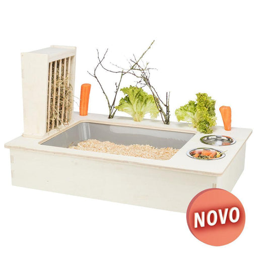 Conjunto WC com Porta feno + gamelas em inox para coelhos - PETTER