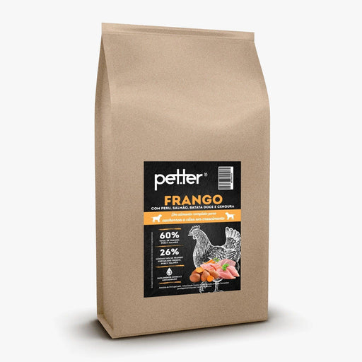 Puppy Dog Frango, Perú e Salmão com Batata Doces e Cenoura Sem Cereais BY PETTER - PETTER