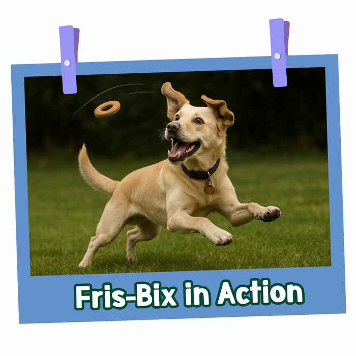 Biscoitos Fris-Bix em formato de frisbee sabor manteiga de amendoim 100g