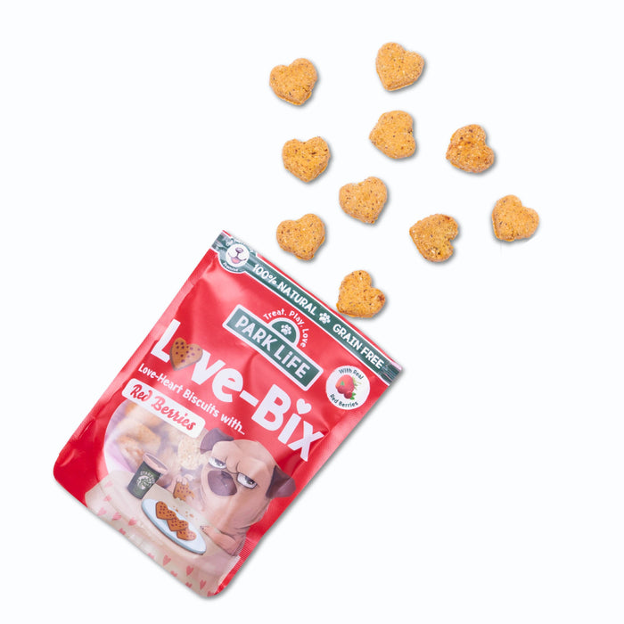 Biscoitos em formato de coração Love Bix com frutas vermelhas 100 g