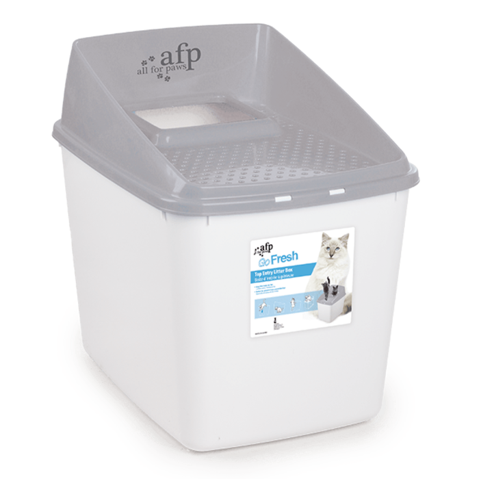 All for Paws Go Fresh No Mess – WC com Entrada Superior para Gatos, Cinzento