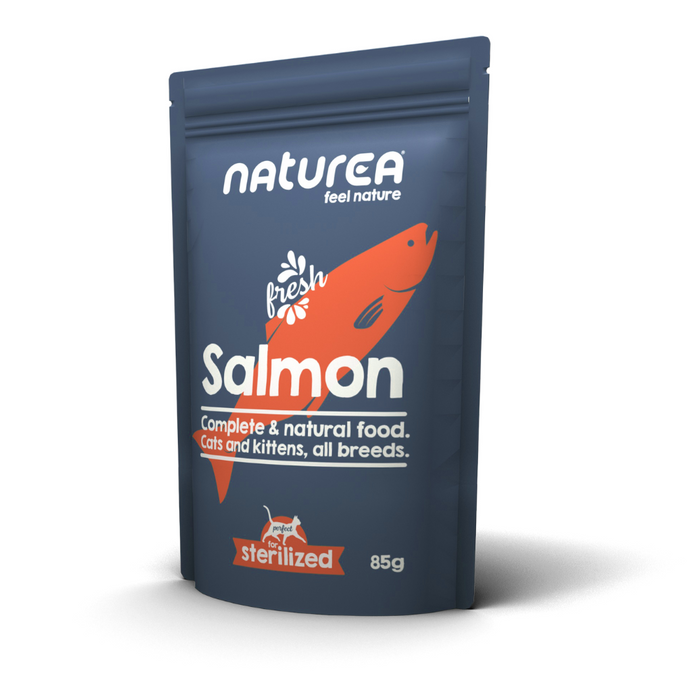 Naturea Wetfood Salmão – Comida Húmida sem Cereais para Gato, Saqueta 85 g