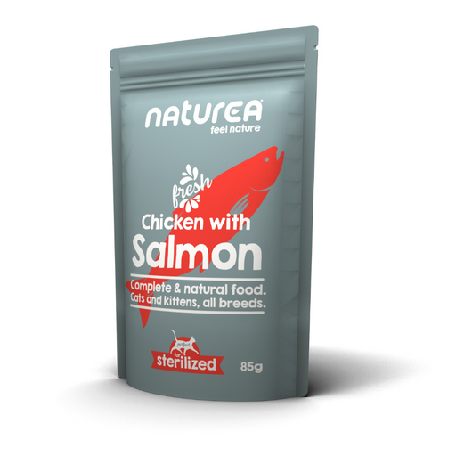 Naturea Wetfood Frango com Salmão – Comida Húmida sem Cereais para Gato, Saqueta 85 g