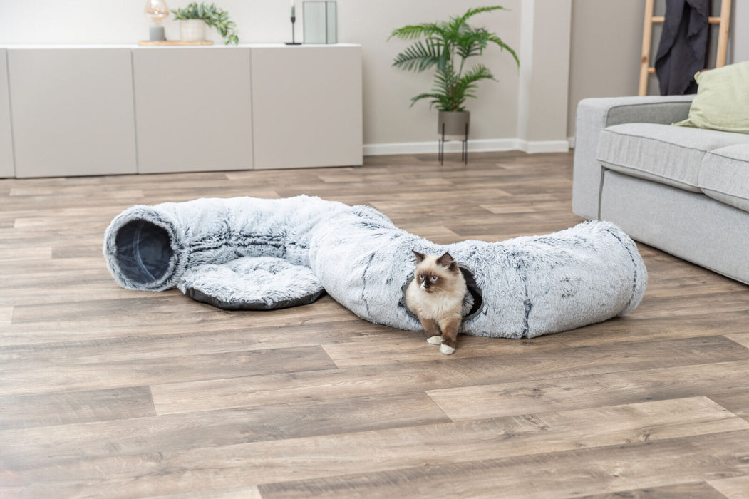 Túnel de brincar Harvey com zona de descanso cinzento para gatos Trixie ø 25 × 160 cm – imagem 6