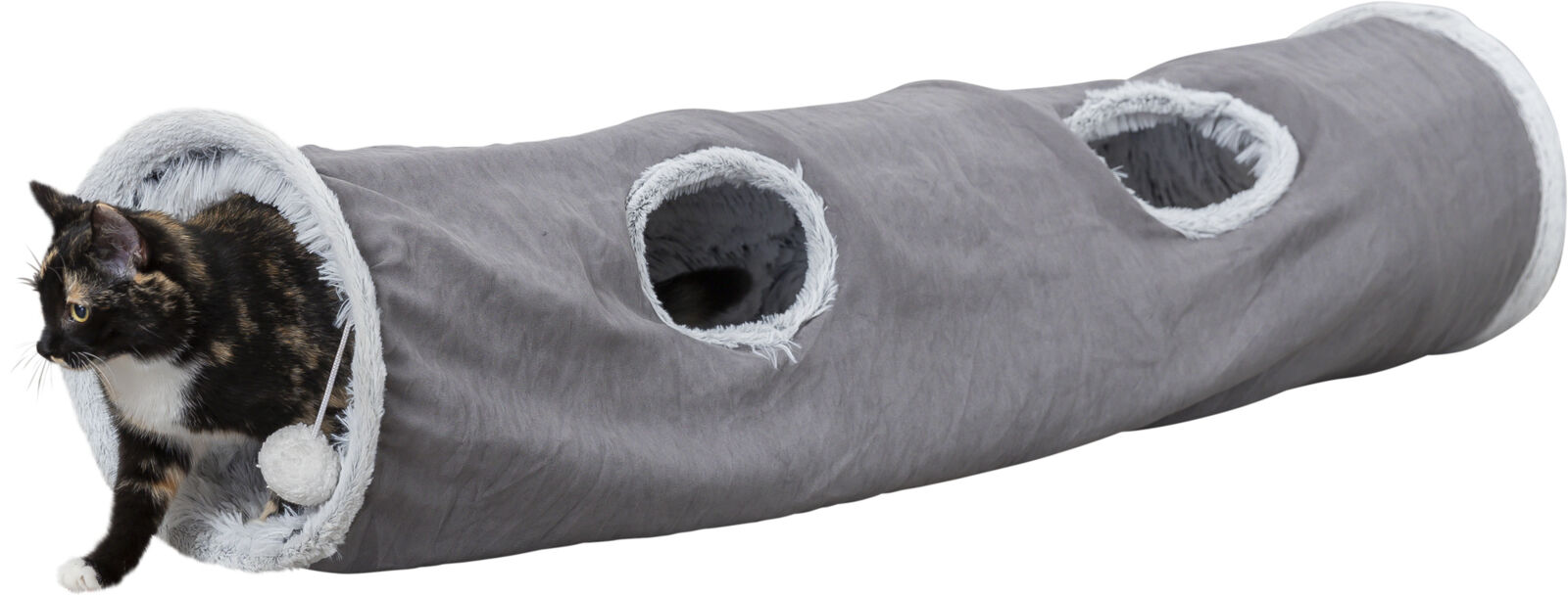 Túnel de brincar Harvey de peluche cinzento para gatos Trixie ø 27 × 116 cm