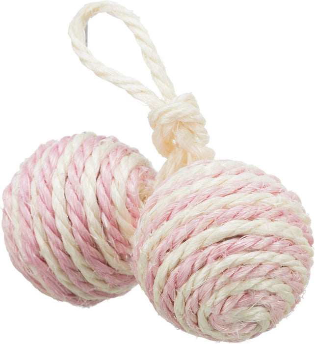 Duas bolas em sisal com corda e catnip para gatos Trixie ø 4,5 cm