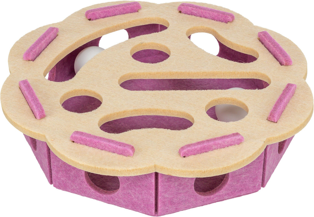Jogo Hole'n'Roll Flower em feltro com bolas para gatos Trixie ø 30 × 7,5 cm