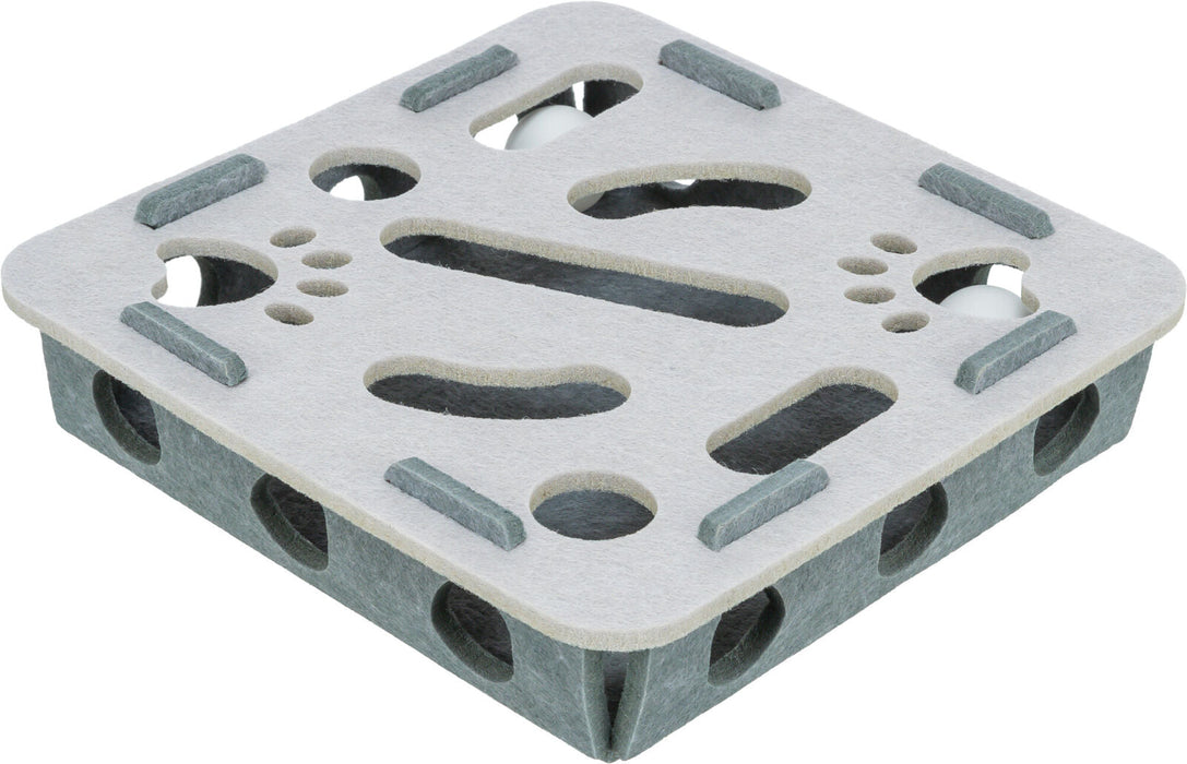 Jogo Hole'n'Roll Box em feltro com bolas para gatos Trixie 30 × 7,5 cm