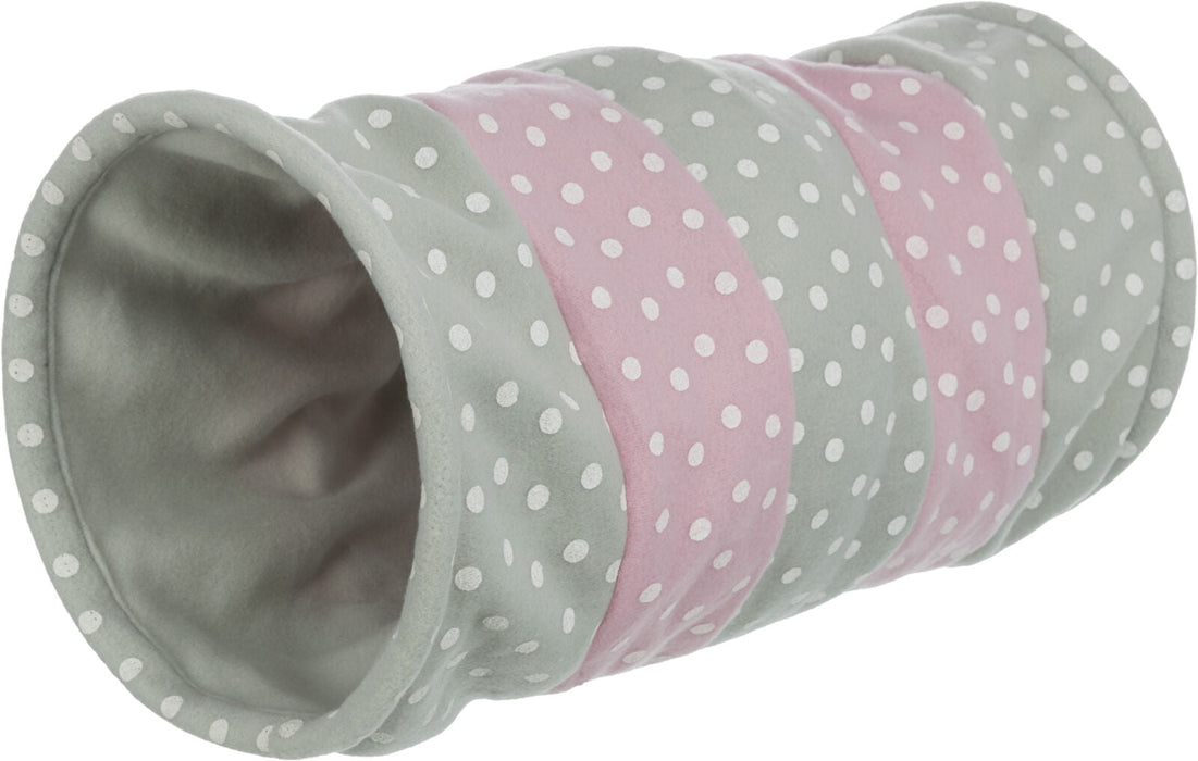 Túnel de brincar em velo cinzento-claro/rosa para gatos Trixie ø 25 × 50 cm