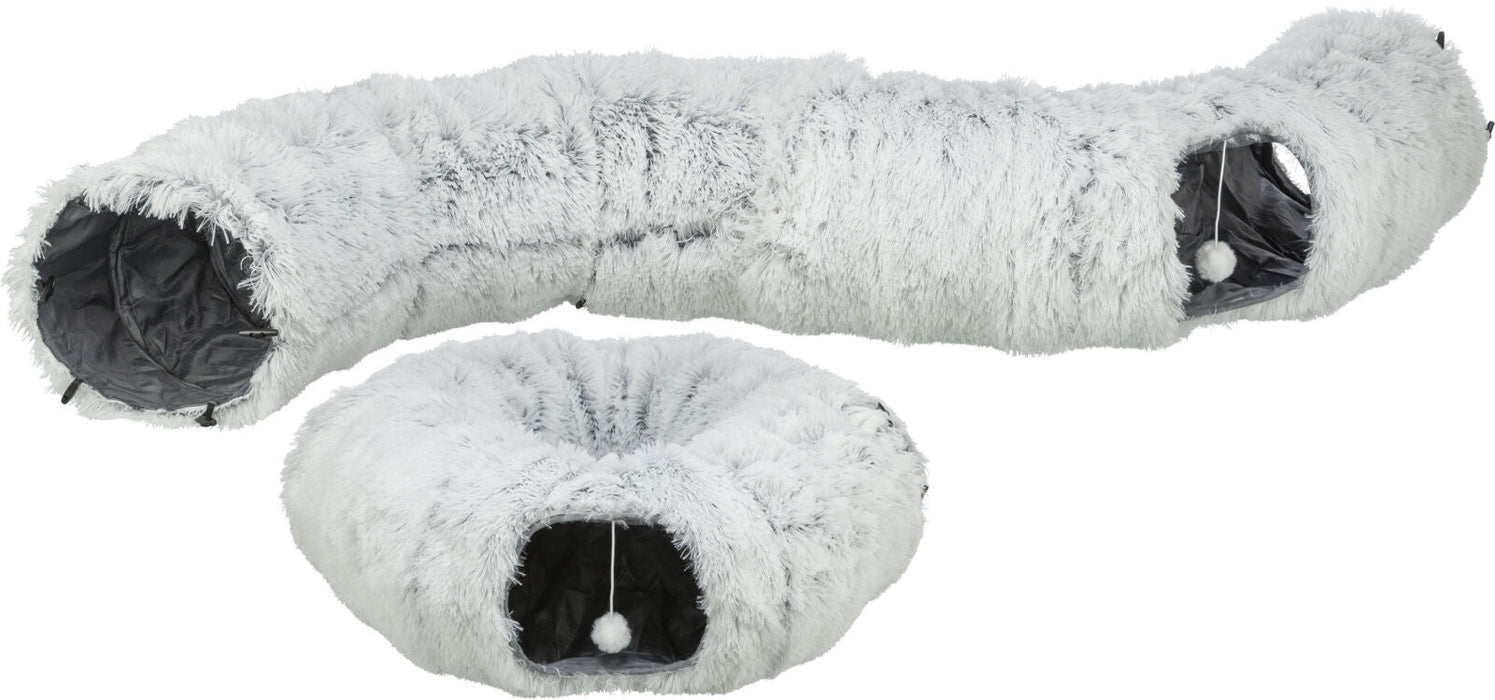 Túnel de brincar Harvey com zona de descanso cinzento para gatos Trixie ø 25 × 160 cm