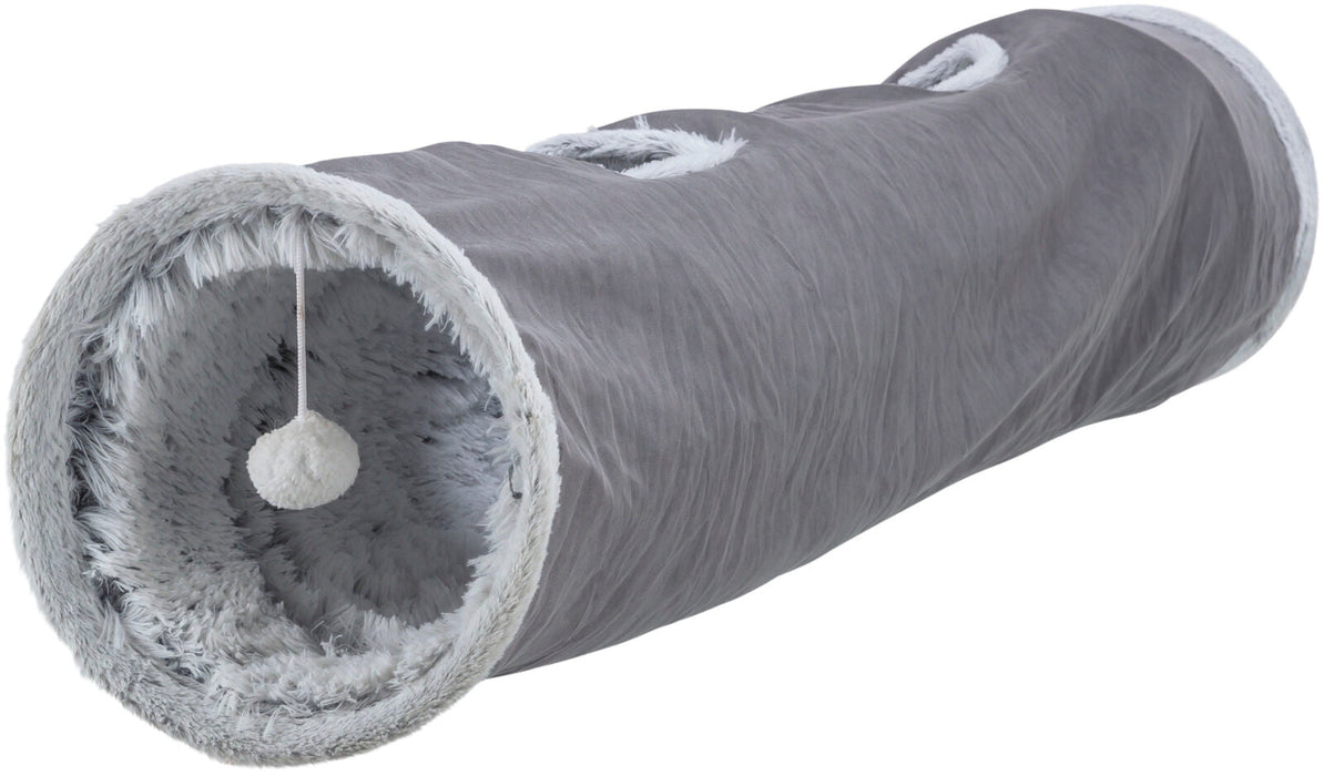 Túnel de brincar Harvey de peluche cinzento para gatos Trixie ø 27 × 116 cm – imagem 2