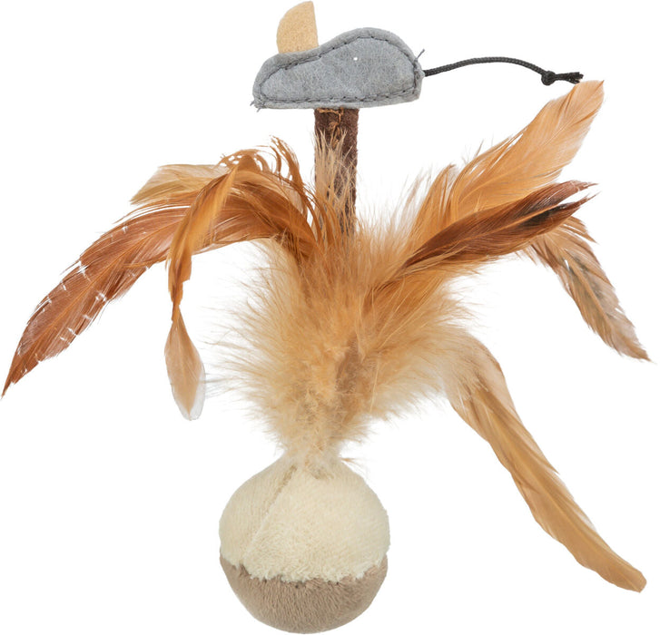 Bola sempre-em-pé com penas e rato para gatos Trixie 15 cm