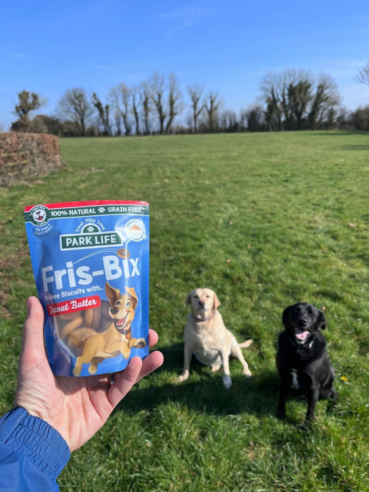 Biscoitos Fris-Bix em formato de frisbee sabor manteiga de amendoim 100g