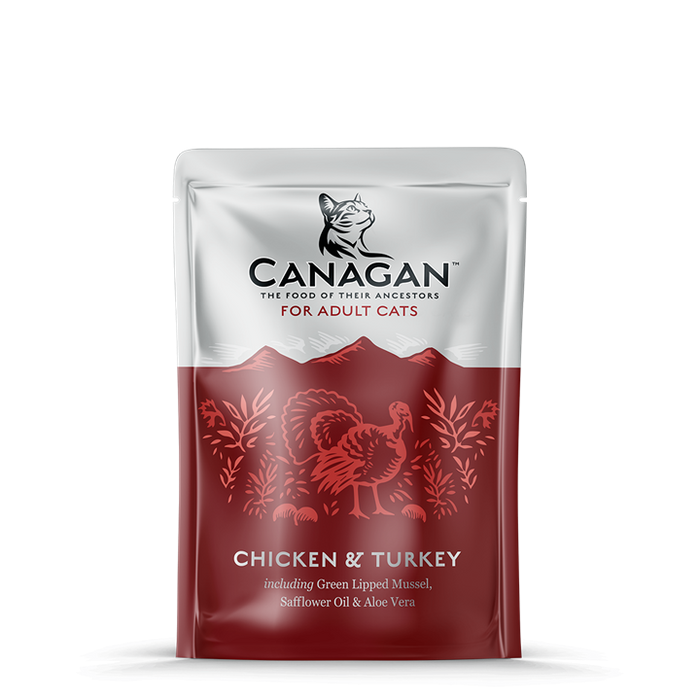 Canagan Chicken & Turkey – saqueta de patê para gatos 85 g – embalagem