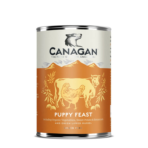 Canagan lata 400 g – Puppy Feast – comida húmida sem cereais para cães