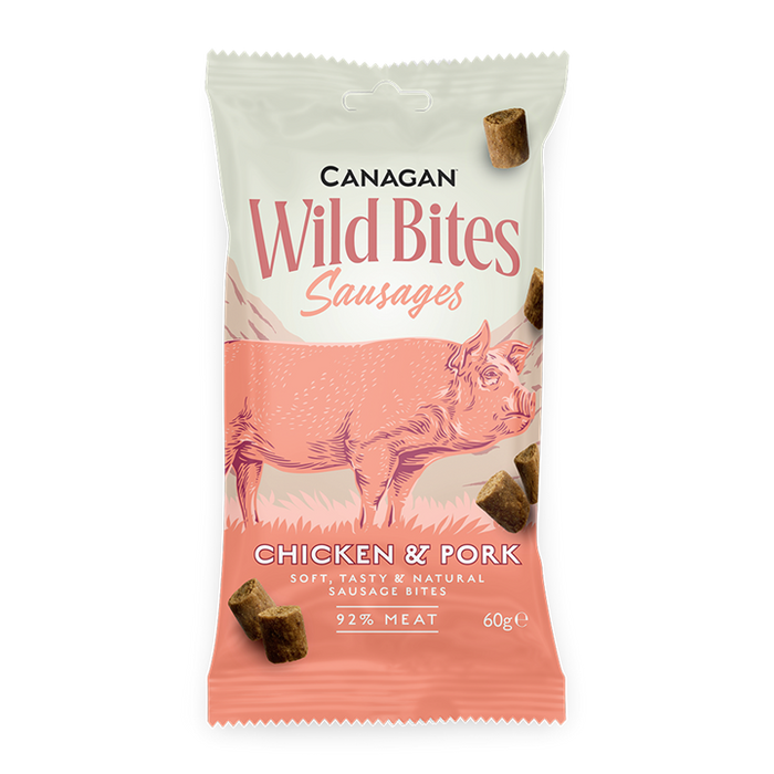 Canagan Wild Bites Chicken & Pork – snacks para cães 60 g – embalagem