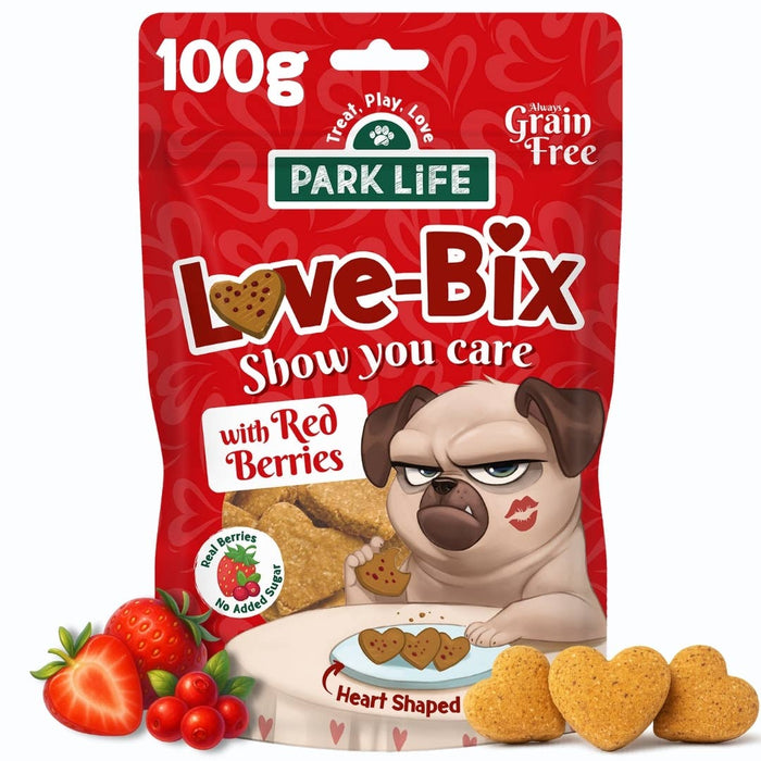 Biscoitos em formato de coração Love Bix com frutas vermelhas 100 g
