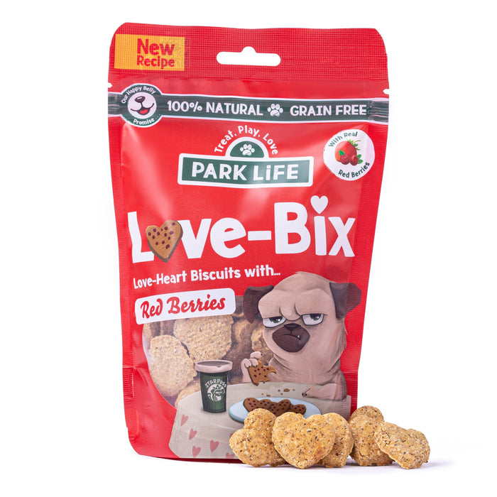 Biscoitos em formato de coração Love Bix com frutas vermelhas 100 g