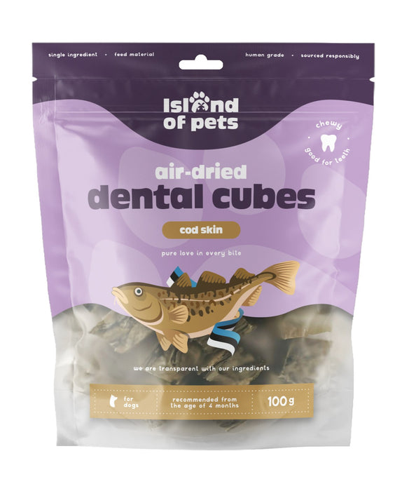 Island of Pets Cubos Dentários de Pele de Bacalhau 100g