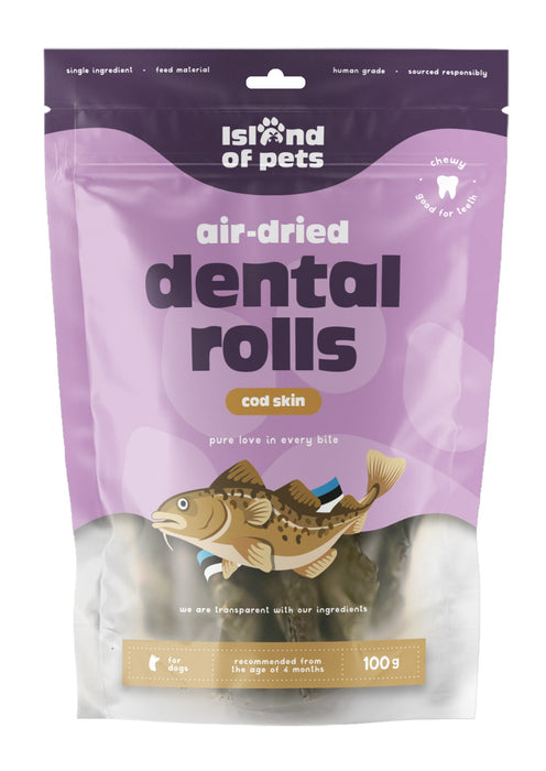 Island of Pets Rolinhos Dentários de Pele de Bacalhau 100g