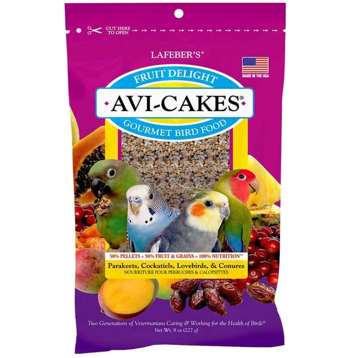 Lafeber Fruit Delight Avi-Cakes – alimento completo em bolinhos para caturras e aves médias, 227 g – embalagem