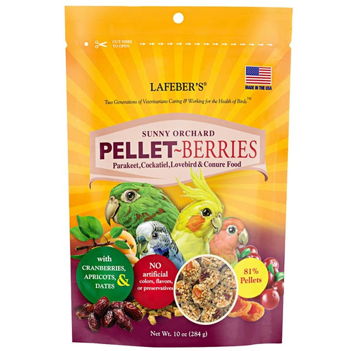 Lafeber Pellet-Berries – bagas de pellets com fruta para caturras e aves médias, 284 g – embalagem