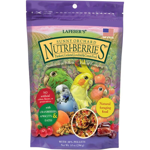 Lafeber Sunny Orchard Nutri-Berries – alimento completo em bagas para caturras e aves médias, 284 g – embalagem