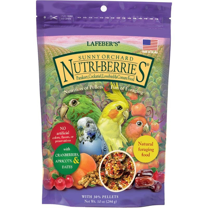 Lafeber Sunny Orchard Nutri-Berries – alimento completo em bagas para caturras e aves médias, 284 g – embalagem