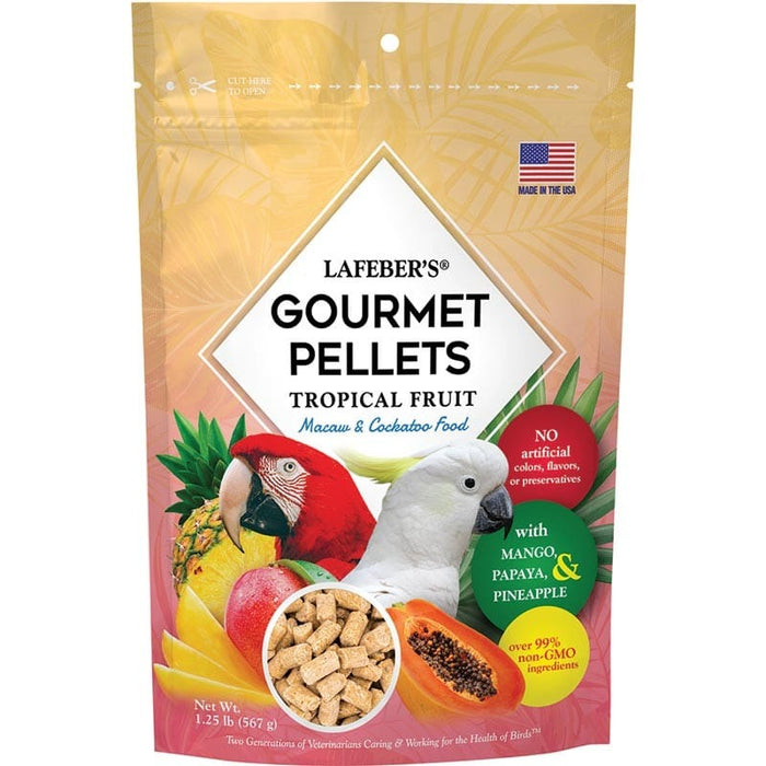 Lafeber Tropical Fruit Gourmet Pellets – pellets completos com fruta tropical para araras e catatuas, 567 g – embalagem