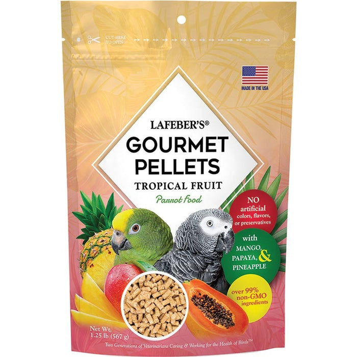 Lafeber Tropical Fruit Gourmet Pellets – pellets completos com fruta tropical para papagaios, 567 g – embalagem