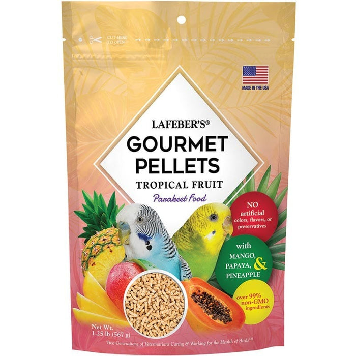 Lafeber Tropical Fruit Gourmet Pellets – pellets completos com fruta tropical para periquitos e aves pequenas, 567 g – embalagem