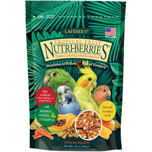 Lafeber Tropical Fruit Nutri-Berries – alimento completo em bagas para caturras e aves médias, 300 g – embalagem