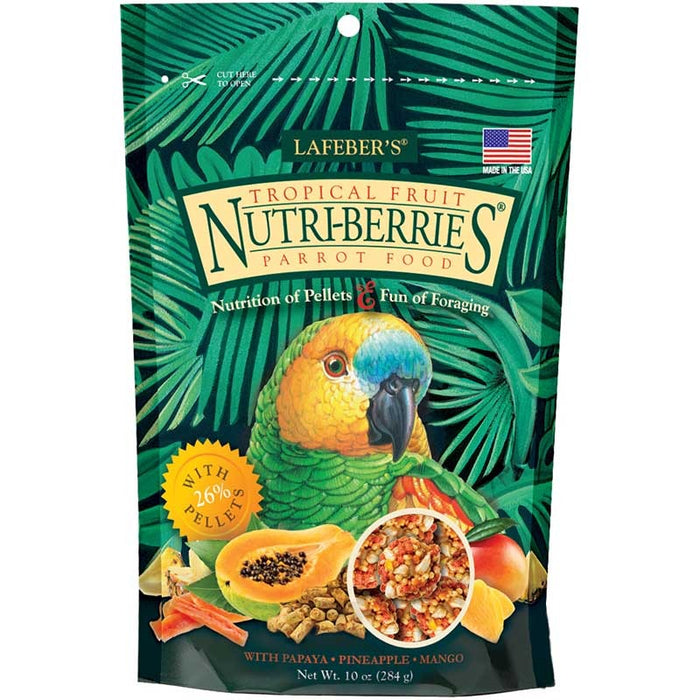 Lafeber Tropical Fruit Nutri-Berries – alimento completo em bagas para papagaios, 300 g – embalagem