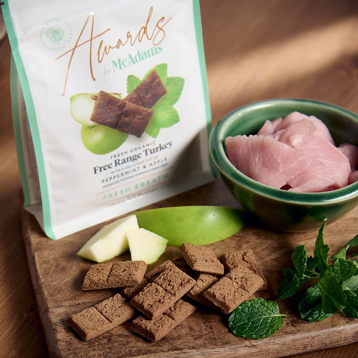 McAdams Awards Peru do campo biológico com hortelã e maçã – Snacks para cães – embalagem