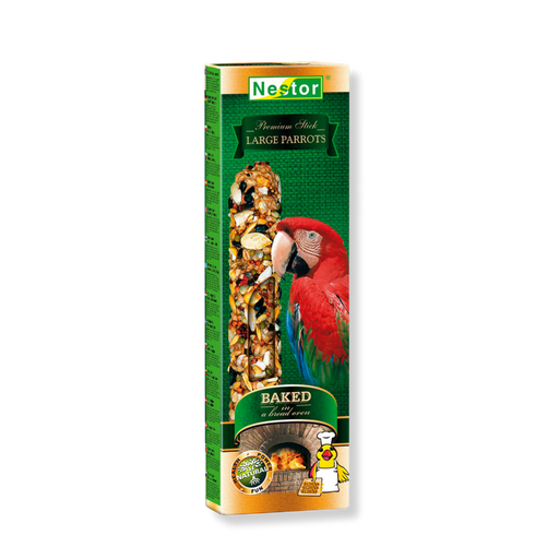 Nestor Premium Stick Large Parrots – barra com fruta e frutos secos para papagaios grandes – embalagem