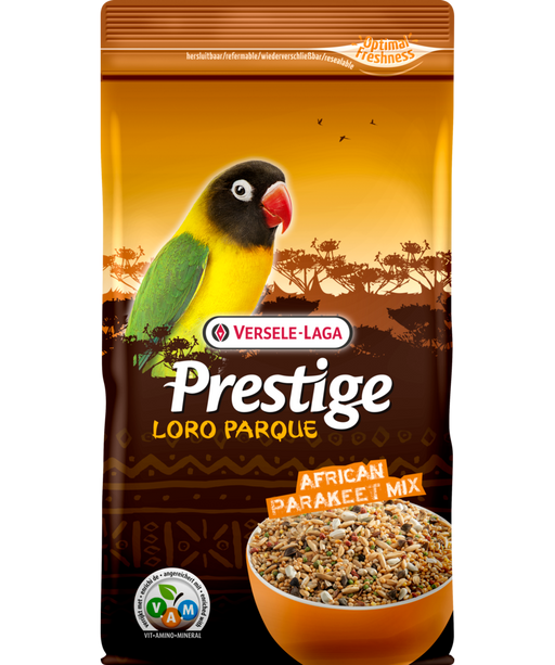 Prestige Premium Loro Parque African Parakeet Mix – mistura para periquitos africanos, 1 kg – embalagem