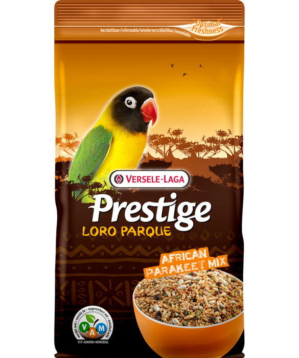 Prestige Premium Loro Parque African Parakeet Mix – mistura para periquitos africanos, 1 kg – embalagem