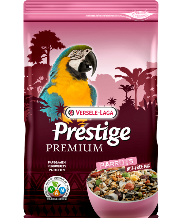 Prestige Premium Parrots without Nuts – mistura para papagaios sem frutos secos, 2 kg – embalagem