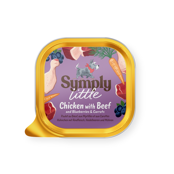 Symply Frango e vaca frescos – Patê para cães de raças pequenas – embalagem
