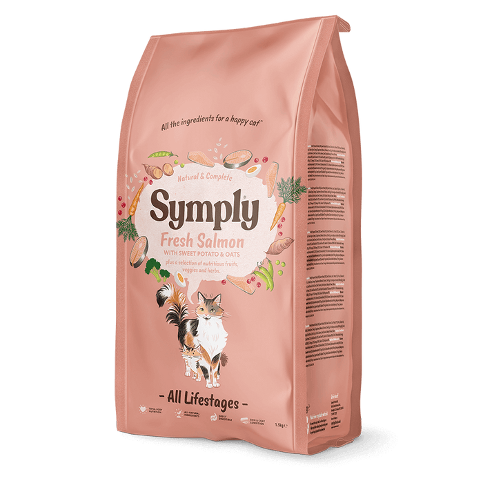 Symply Salmão fresco – Ração seca para gatos em todas as fases da vida – embalagem