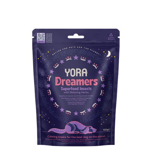 Yora Dreamers – snacks de inseto relaxantes – Snacks para cães – embalagem