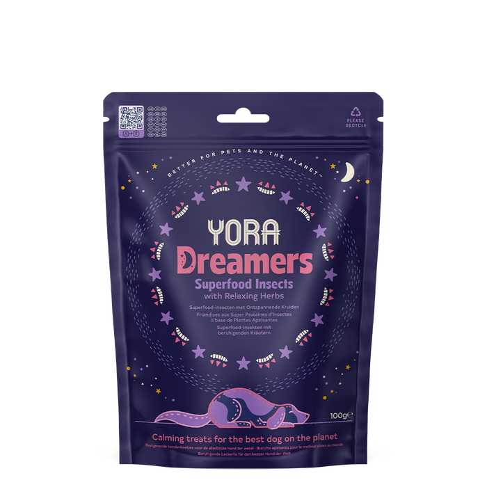 Yora Dreamers – snacks de inseto relaxantes – Snacks para cães – embalagem