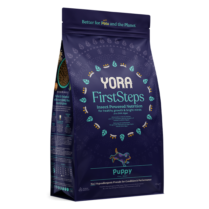 Yora FirstSteps – proteína de inseto – Ração seca para cachorros – embalagem
