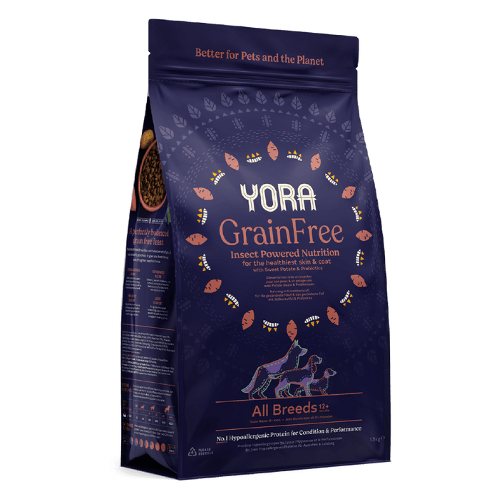 Yora Grain Free – proteína de inseto – Ração seca para cães adultos – embalagem