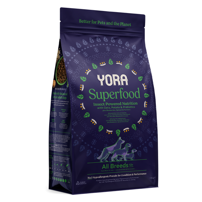 Yora Superfood – proteína de inseto – Ração seca para cães adultos – embalagem
